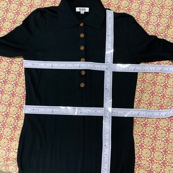 525 America Black Sweater Dress | Long Sleeve | Button Up Collar - Picture 6 of 14